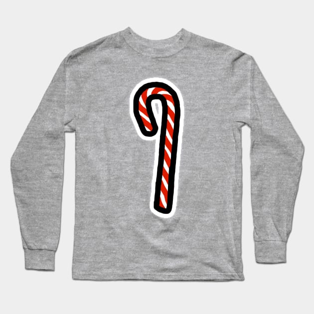 A Candy Cane for Christmas Minimal Art Long Sleeve T-Shirt by ellenhenryart